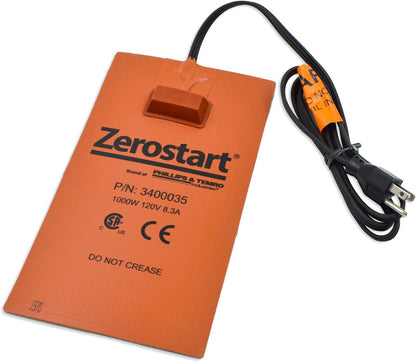 Zerostart 3400035 Silicone Pad Heater Engine Oil, Transmission Fluid, Reservoir and Hydraulic Fluid Heater, 6" (15 cm) x 10¾" (27 cm) | CSA Approved | 120 Volts | 1000 Watts